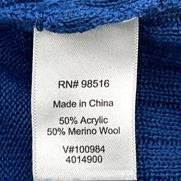 Coldwater Creek Cardigan Women XL Blue‎ Wool Blend Open Front Ribbed Knit - Picture 8 of 13